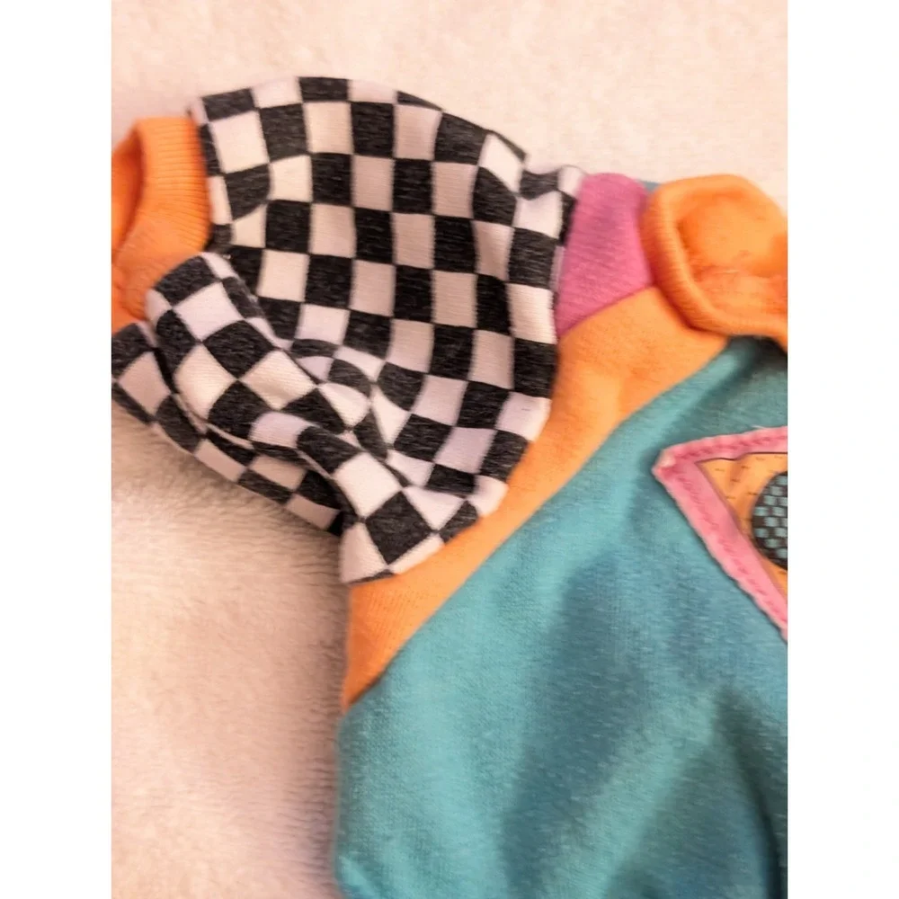 Vintage CPK Kids Doll Jacket Shirt Top Clothes Outfit Checkerboard Neon Retro...